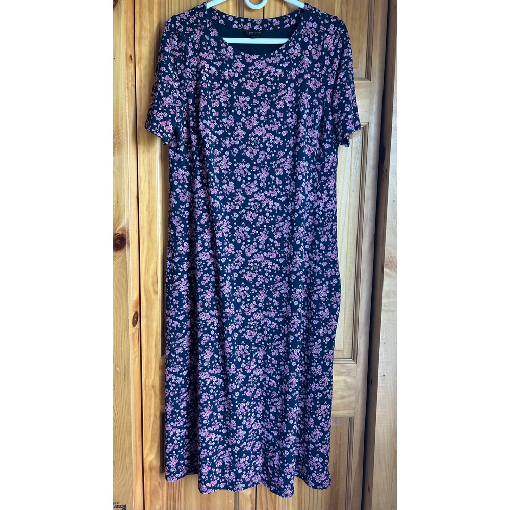 J. Jill Wearever Collection Women's M Navy Floral Pattern Shift Maxi Dress
